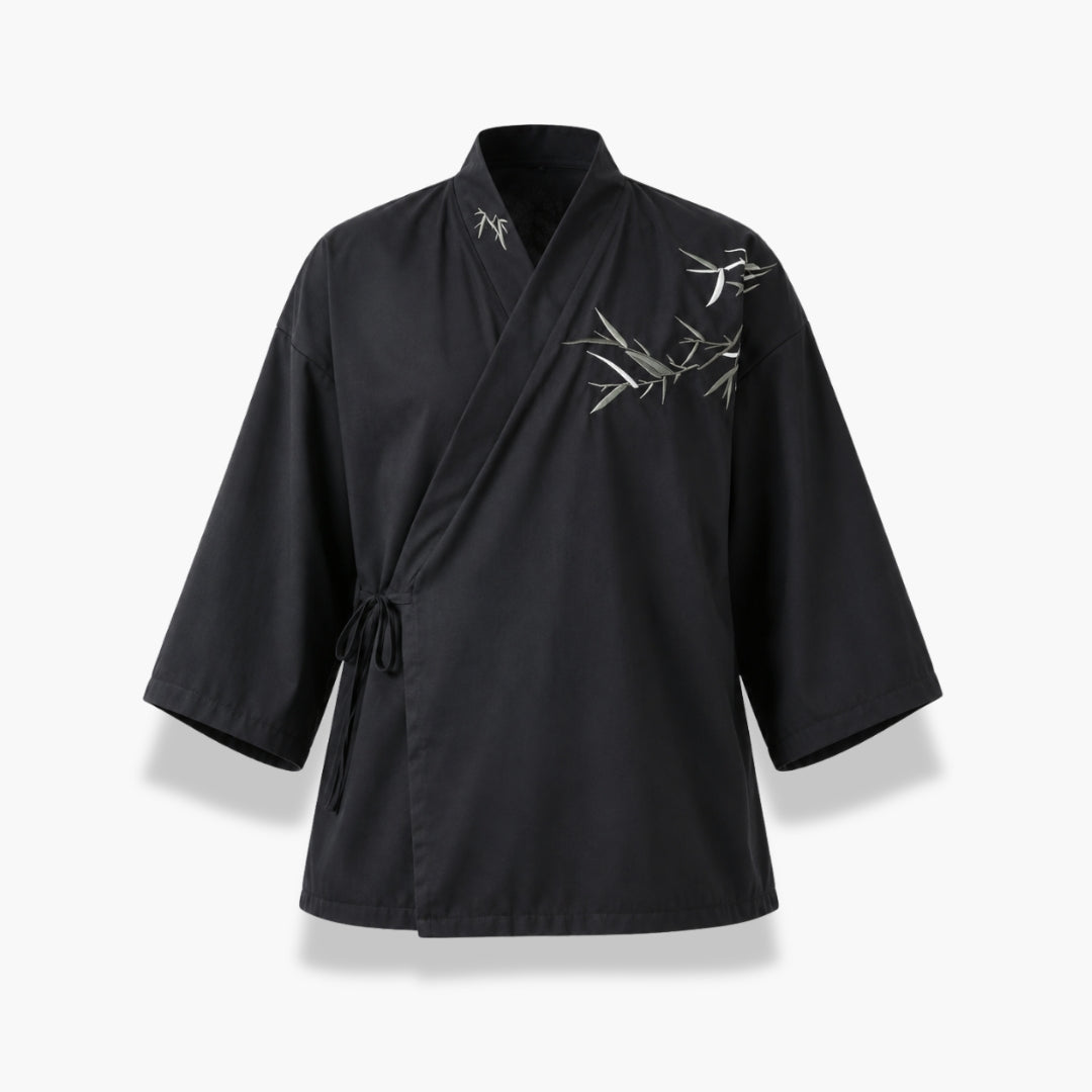 Kimono Homme Japonais Court Noir et Blanc | Hayate
