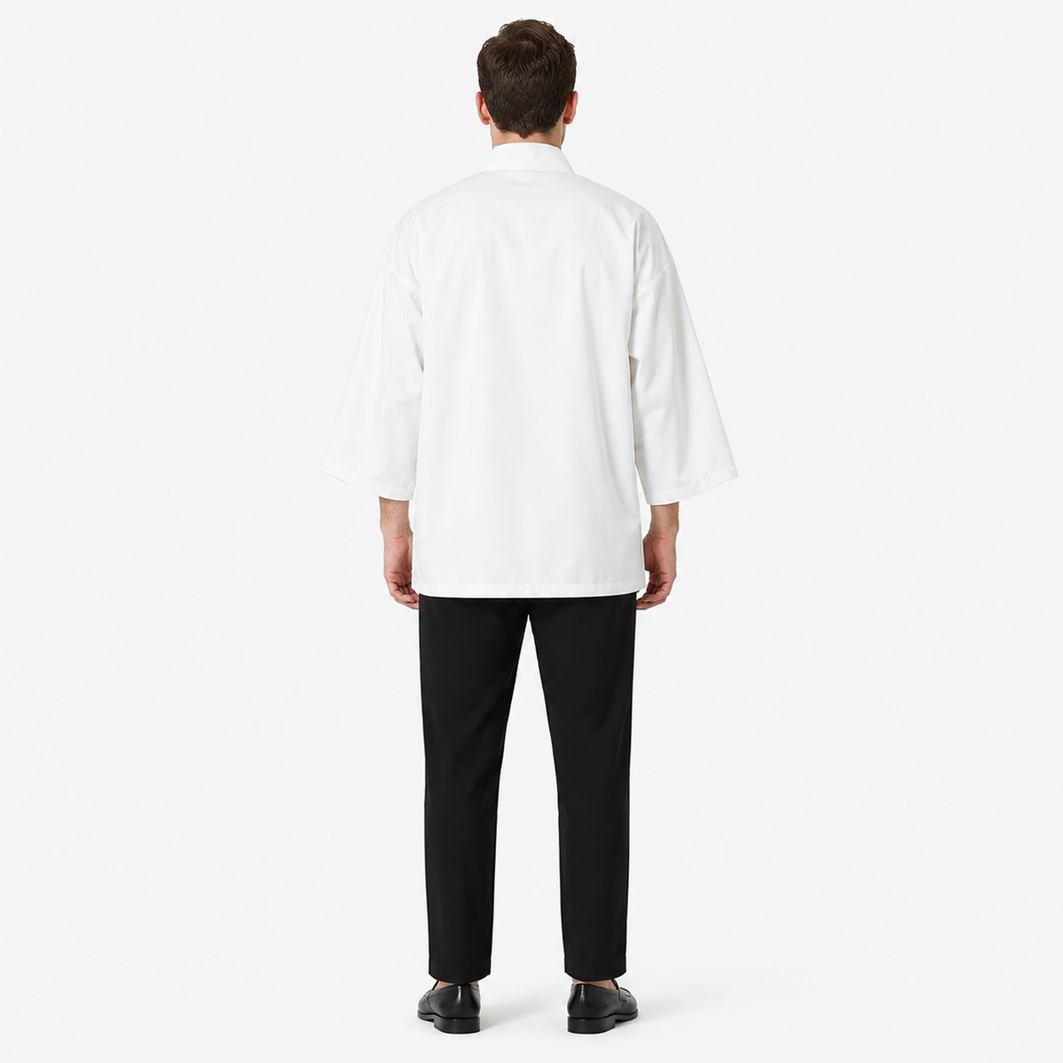 Kimono Homme Japonais Court Noir et Blanc | Hayate