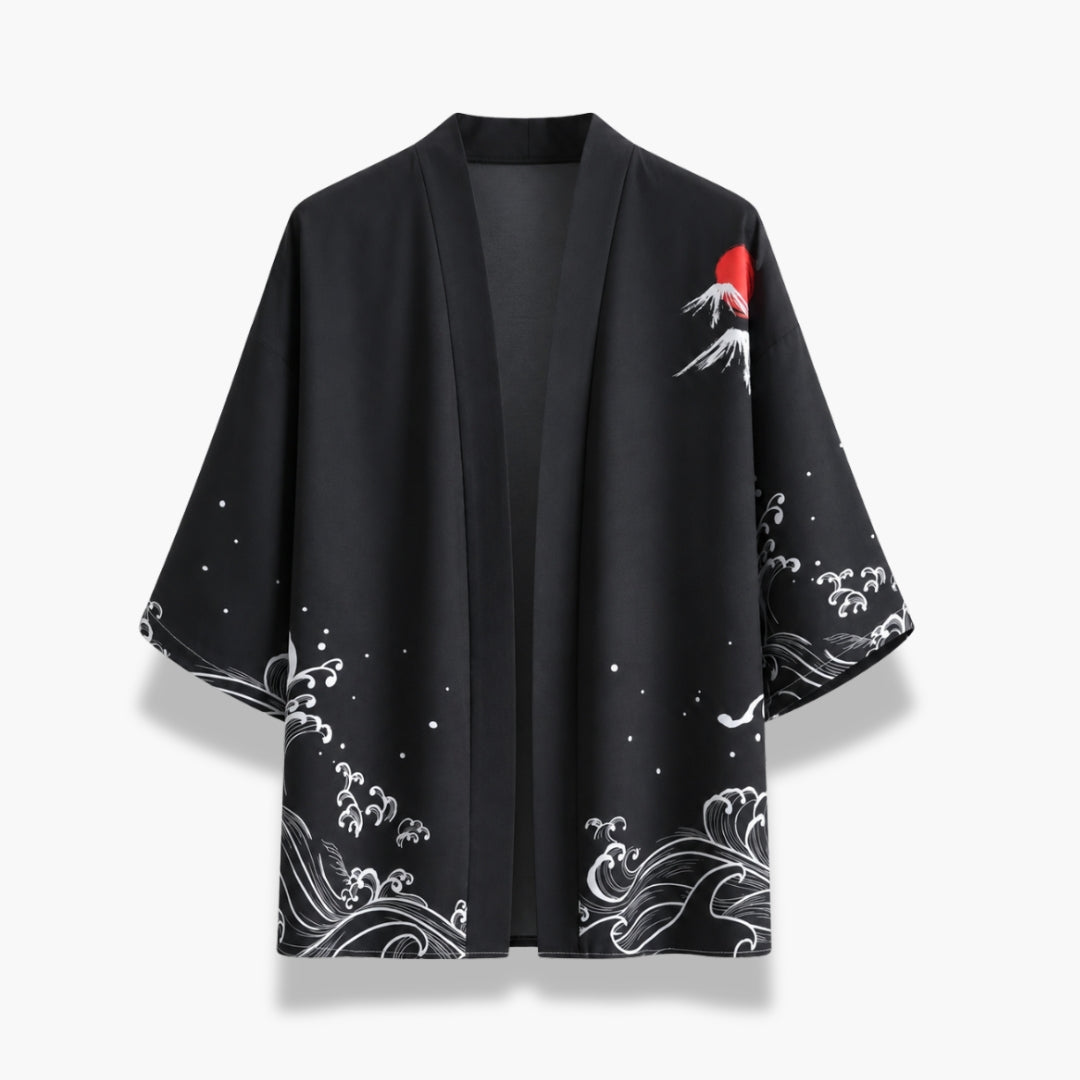 Kimono Homme Japonais Noir Court | Raiden
