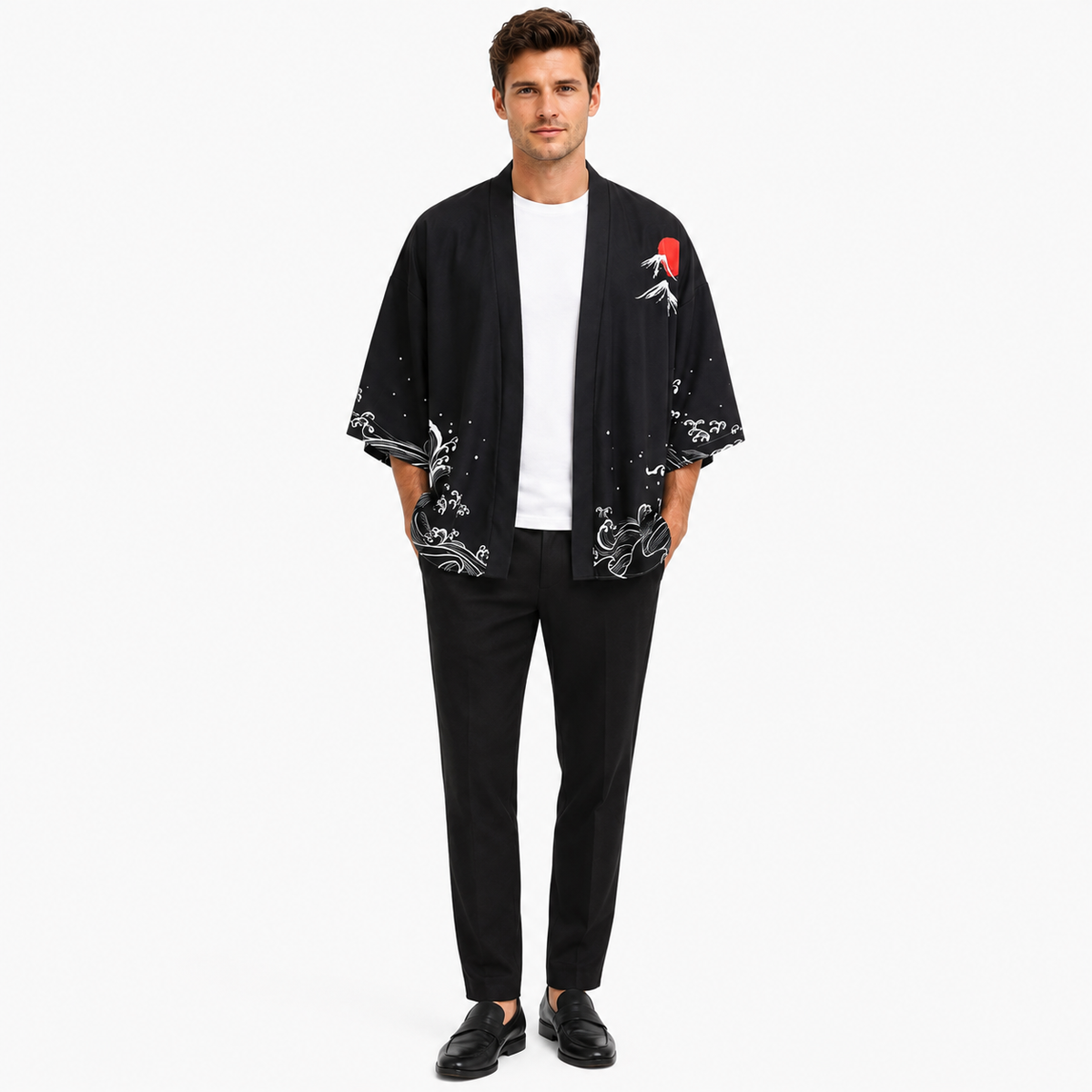 Kimono Homme Japonais Noir Court | Raiden