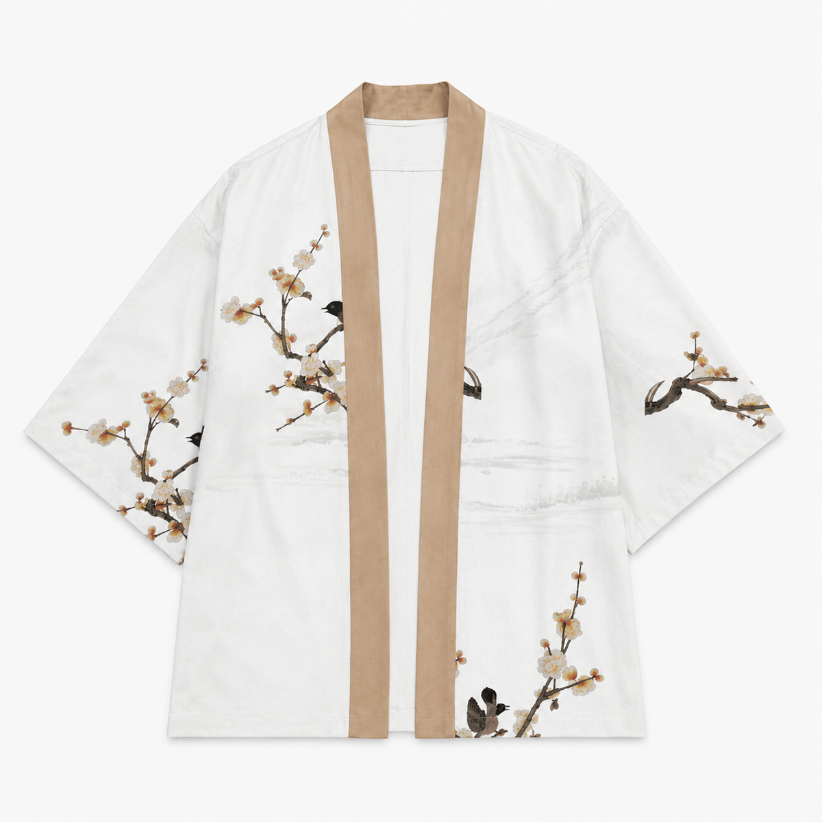 Kimono Japonais Homme Blanc Imprimé Léger | Haruto