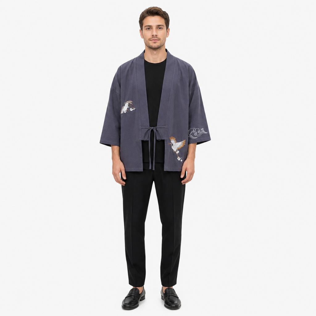 Kimono Japonais Homme Coton Brodé | Takumi