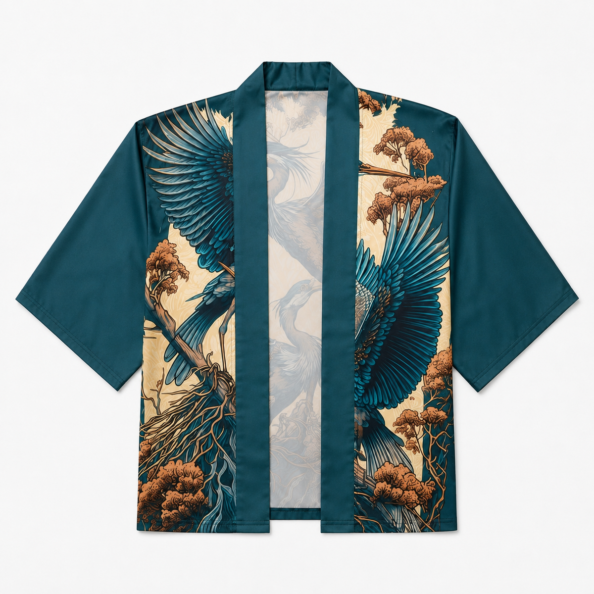 Kimono Japonais Unisexe Bleu Pétrole Court | Hisora