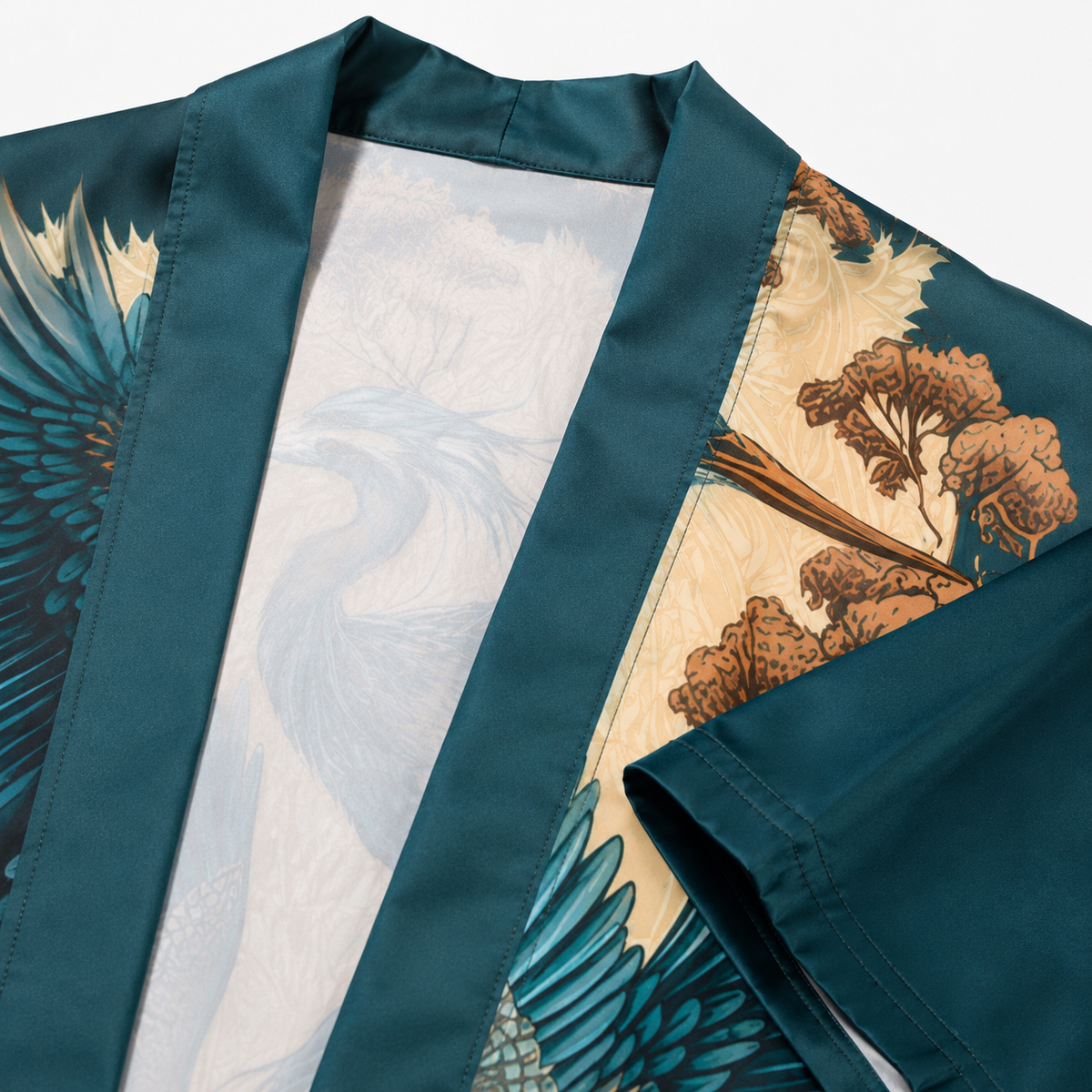 Kimono Japonais Unisexe Bleu Pétrole Court | Hisora