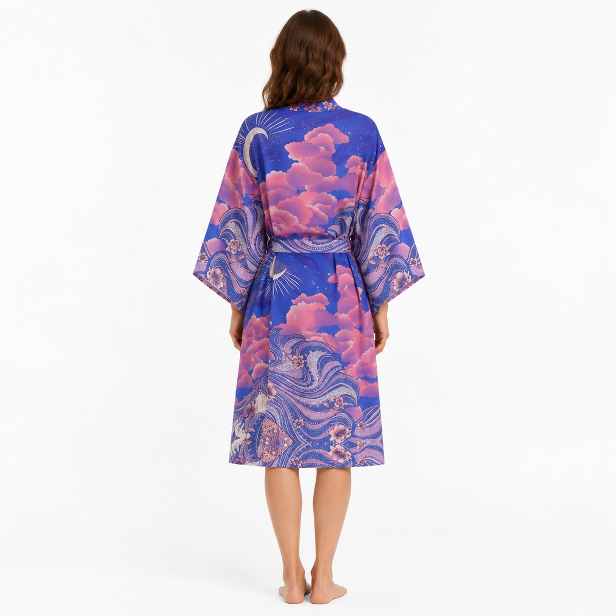 Kimono Long Femme Bleu Nuit Japonais | Tsukiyo
