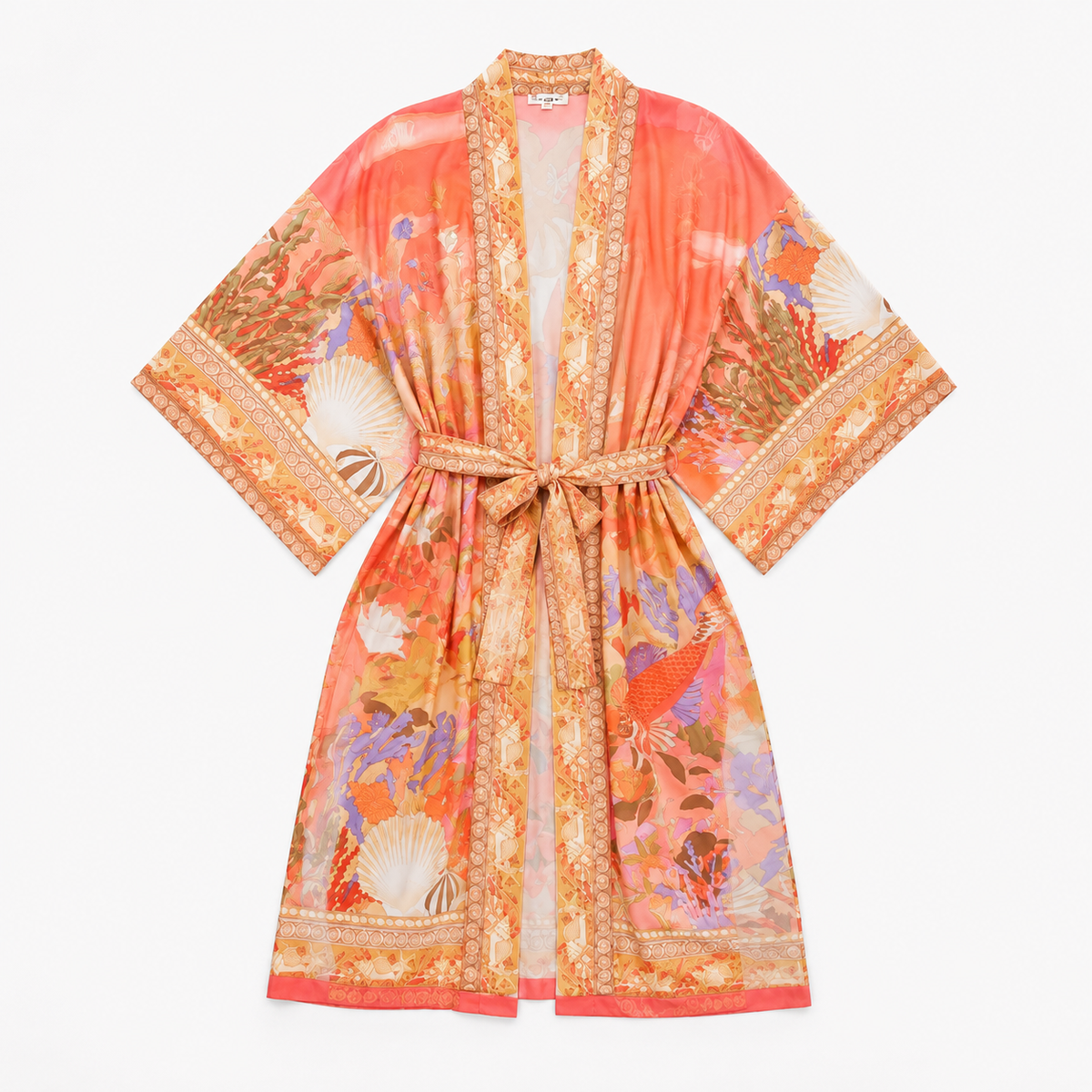 Kimono Long Femme Corail Japonais | Natsumi
