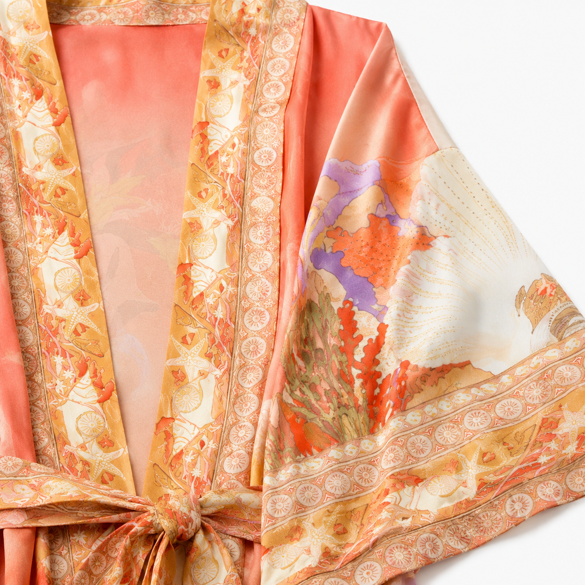 Kimono Long Femme Corail Japonais | Natsumi