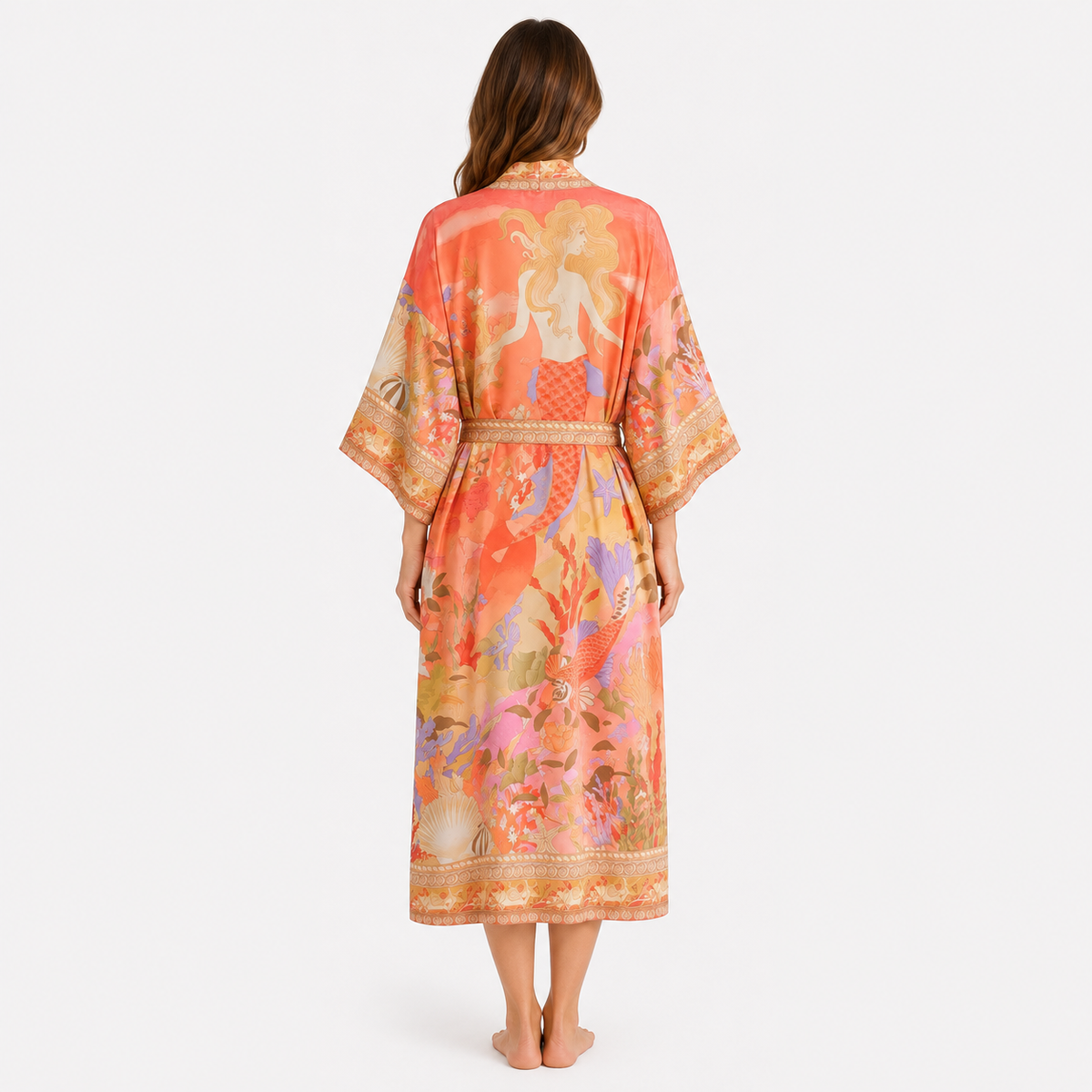 Kimono Long Femme Corail Japonais | Natsumi