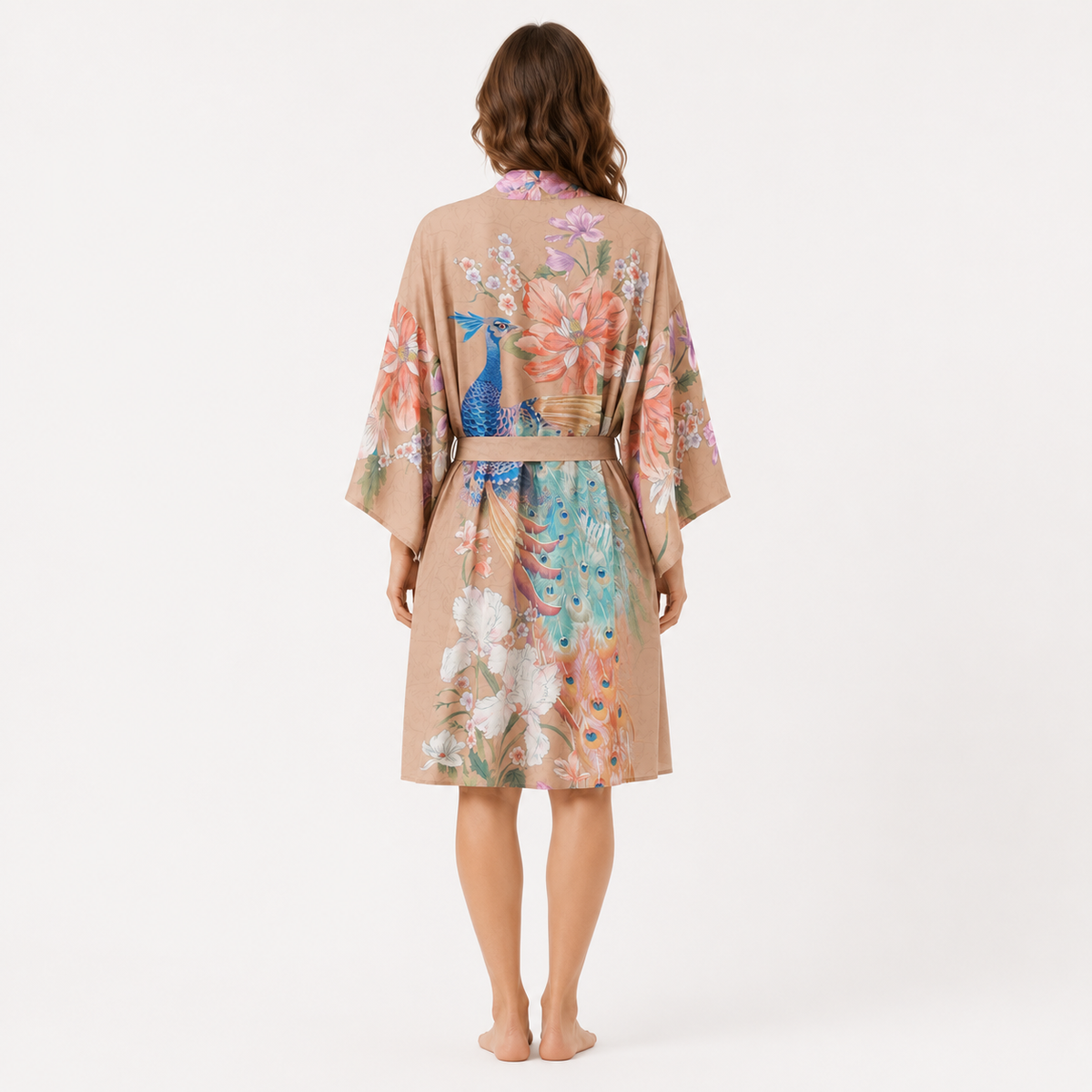 Kimono Long Femme Fleuri Nude | Kaede