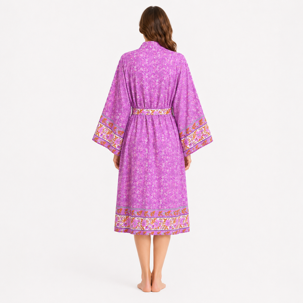 Kimono Long Femme Magenta Japonais | Mizuki