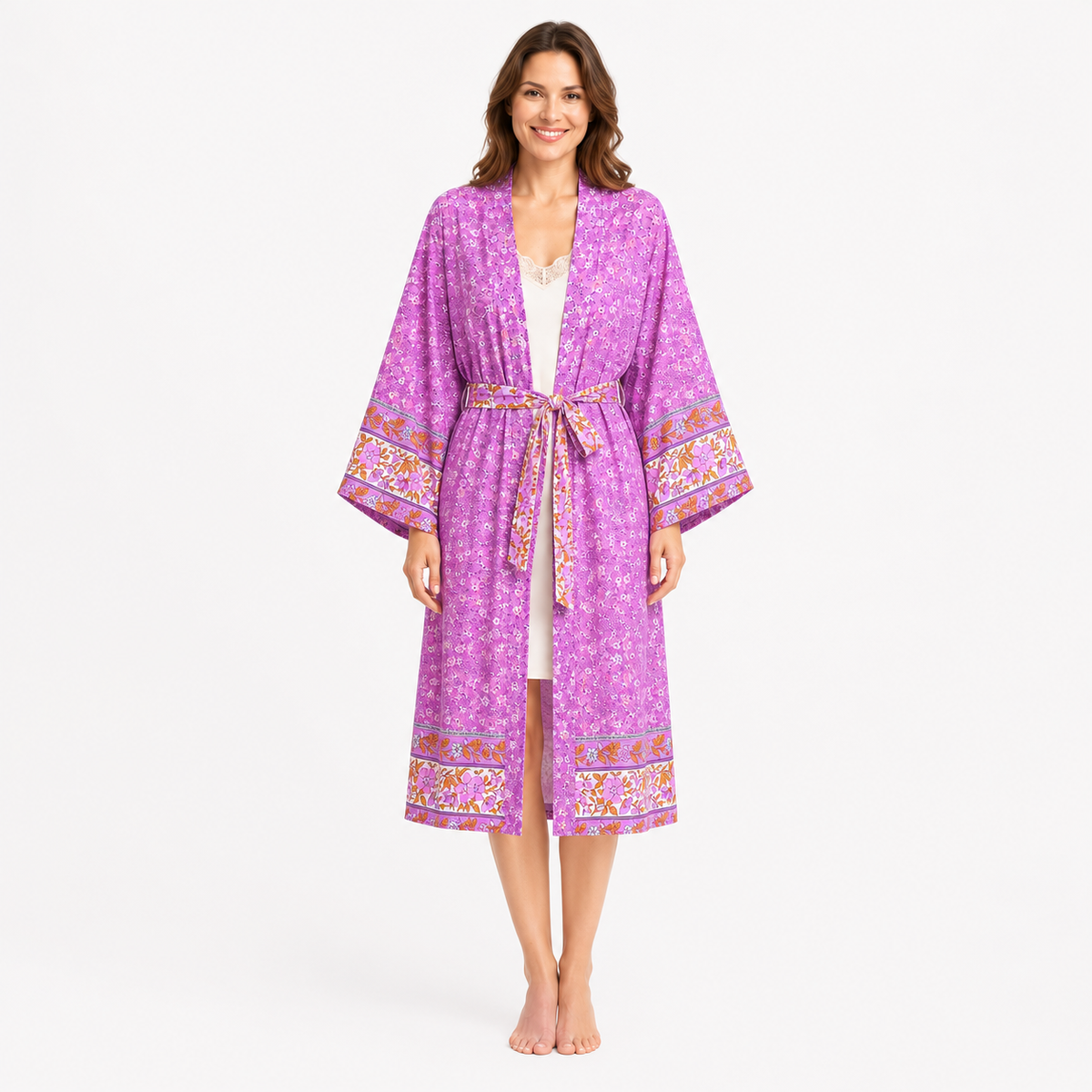 Kimono Long Femme Magenta Japonais | Mizuki