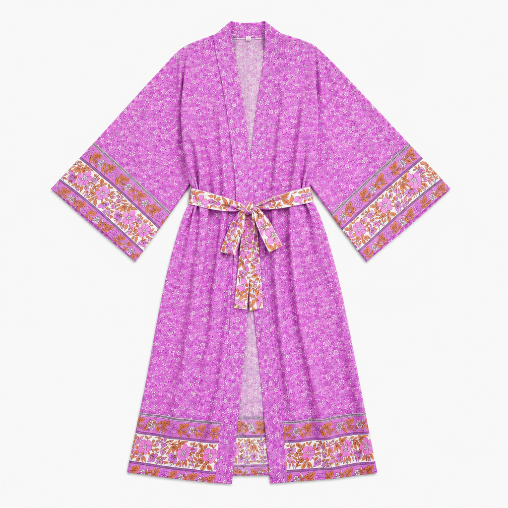 Kimono Long Femme Magenta Japonais | Mizuki