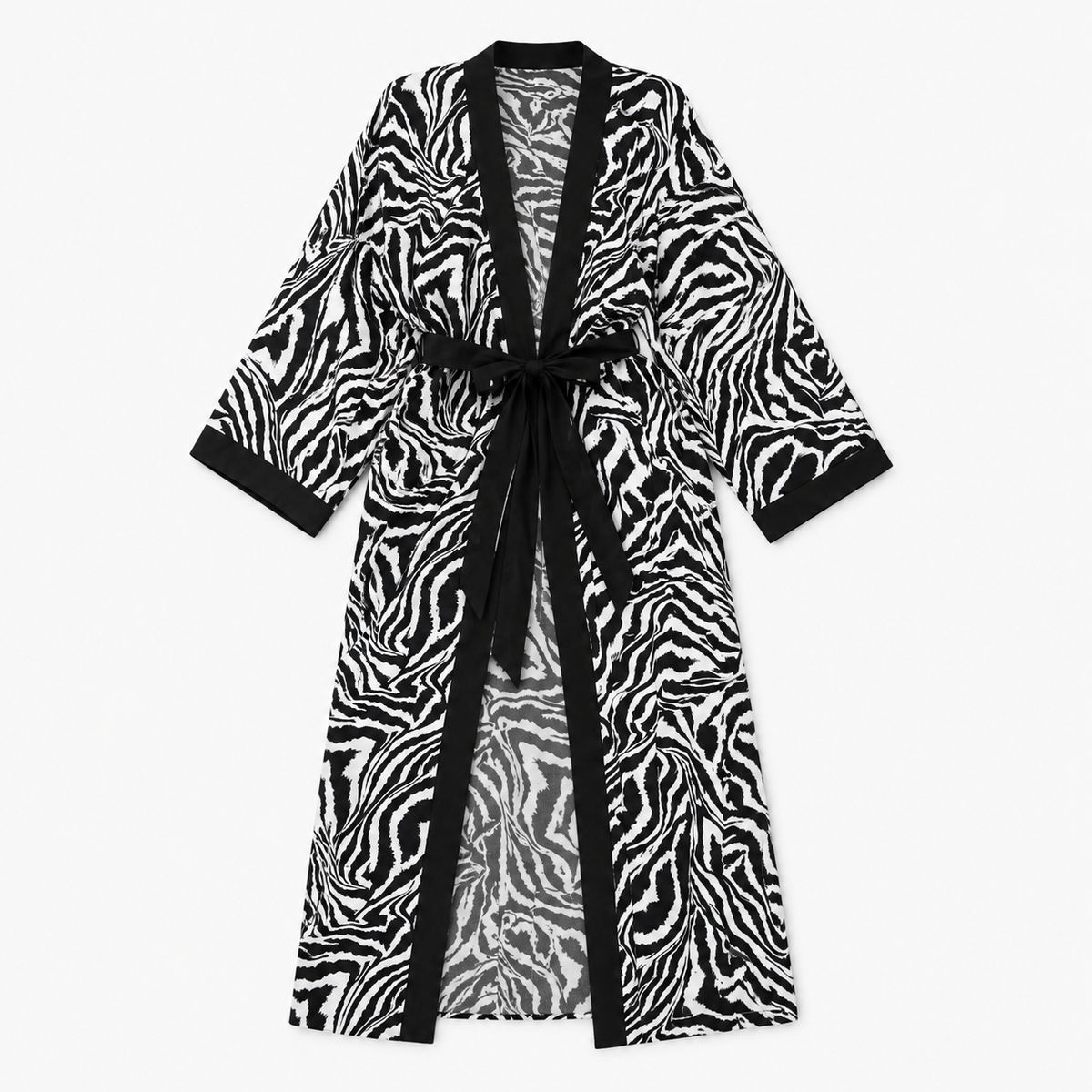 Kimono Long Femme Motif Zébré Noir | Reika