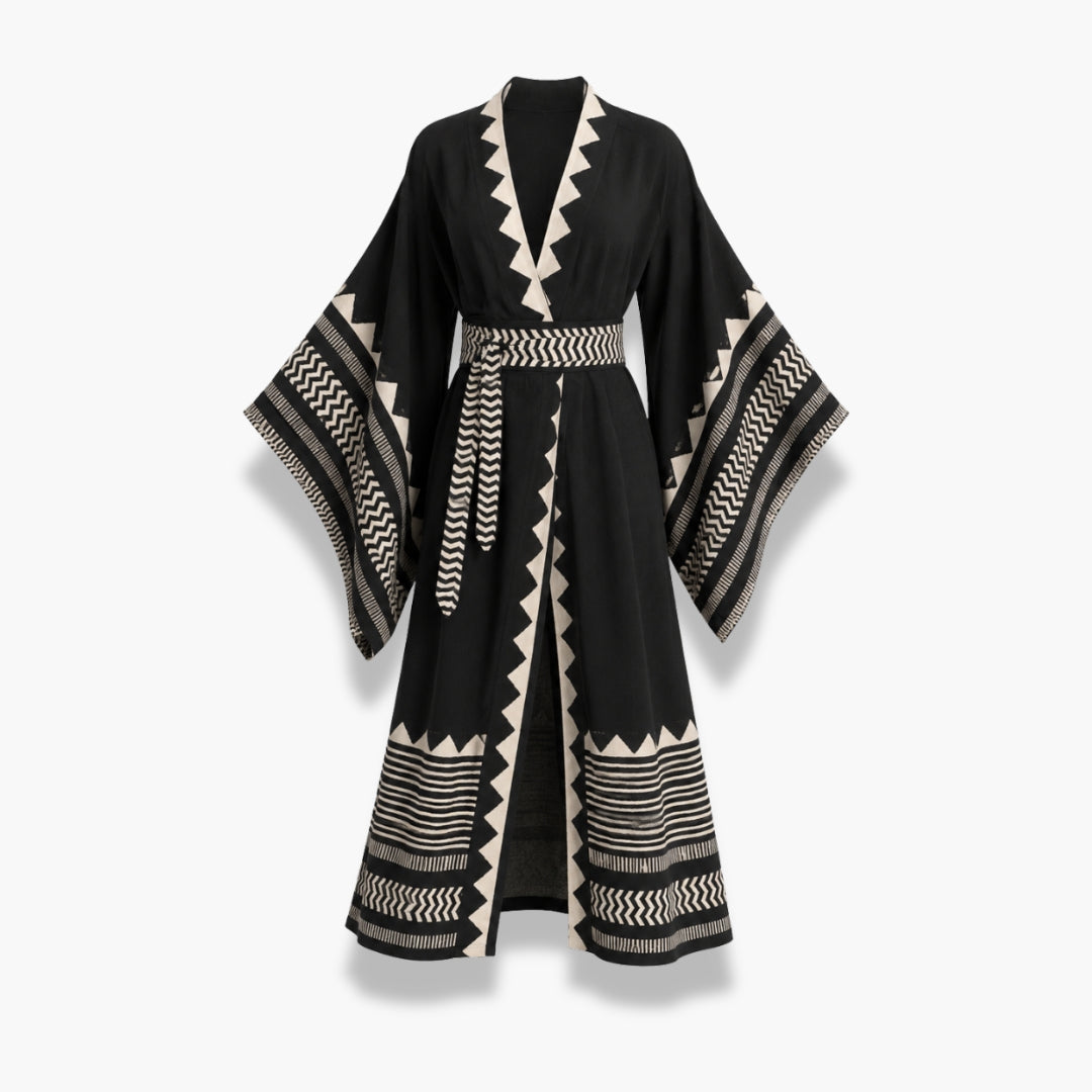Kimono Long Femme Noir Japonais | Kuroha