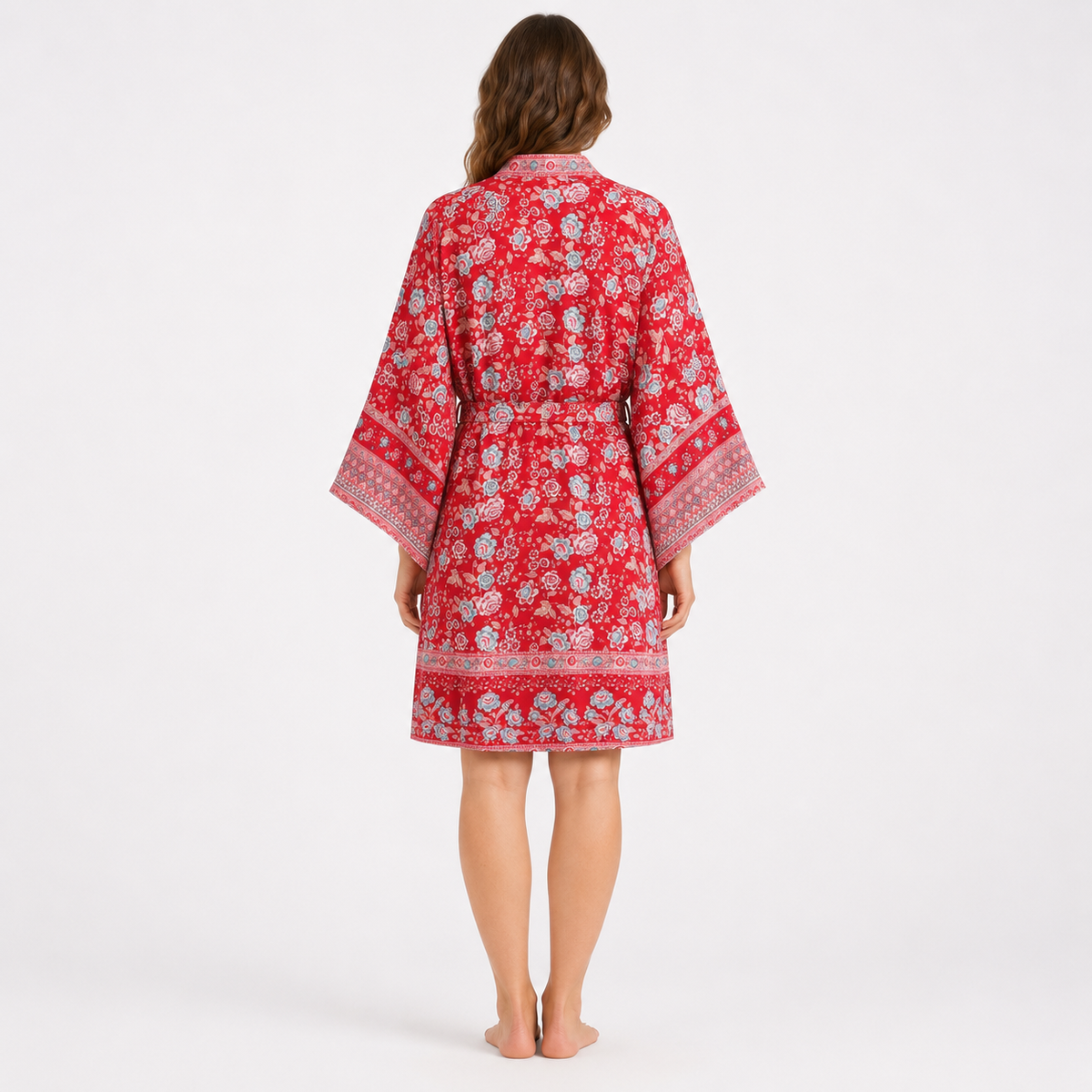 Kimono Long Femme Rouge Fleuri Japonais | Momiji
