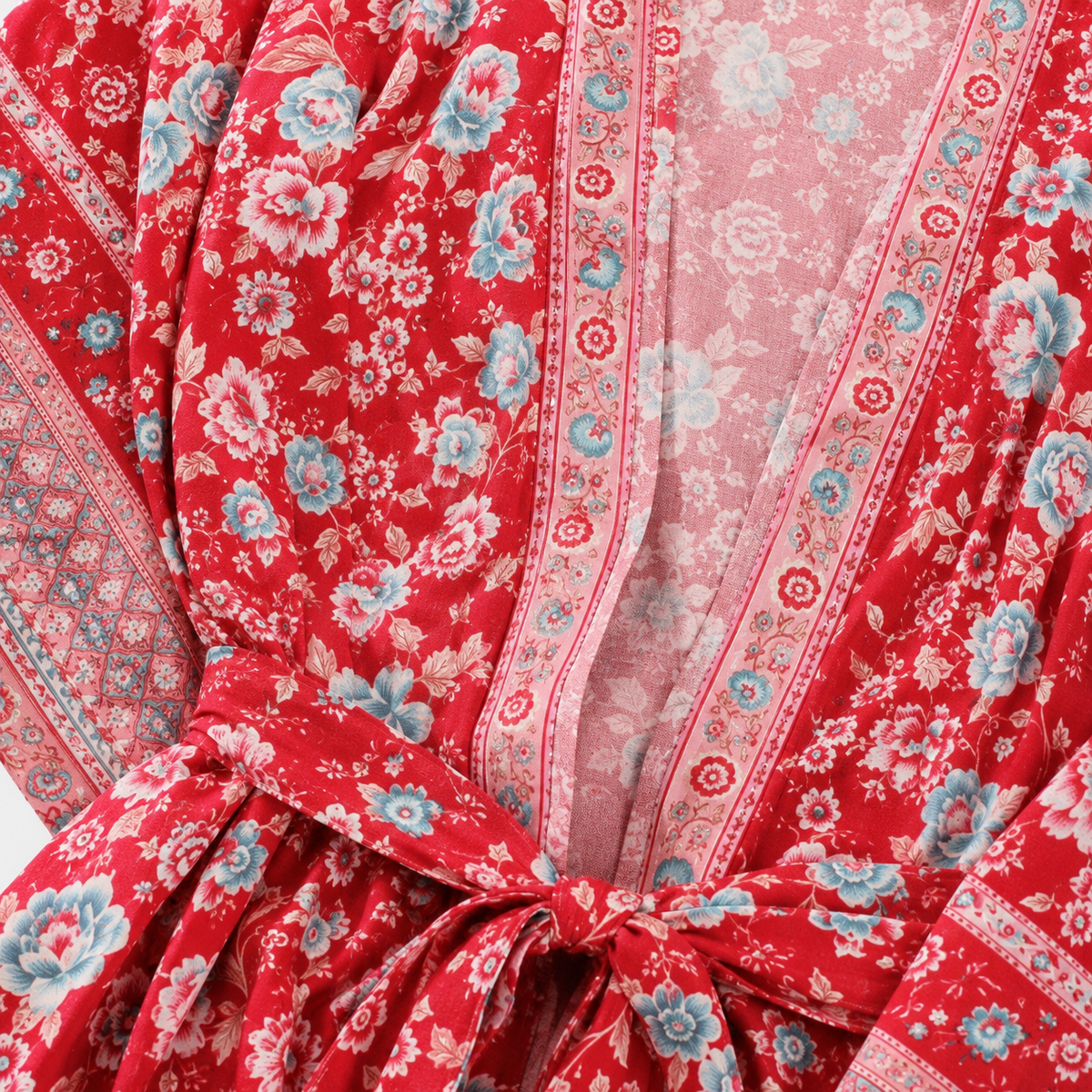 Kimono Long Femme Rouge Fleuri Japonais | Momiji