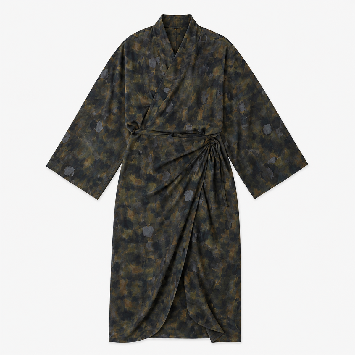 Kimono Long Femme Soie Olive Japonais | Mizuki