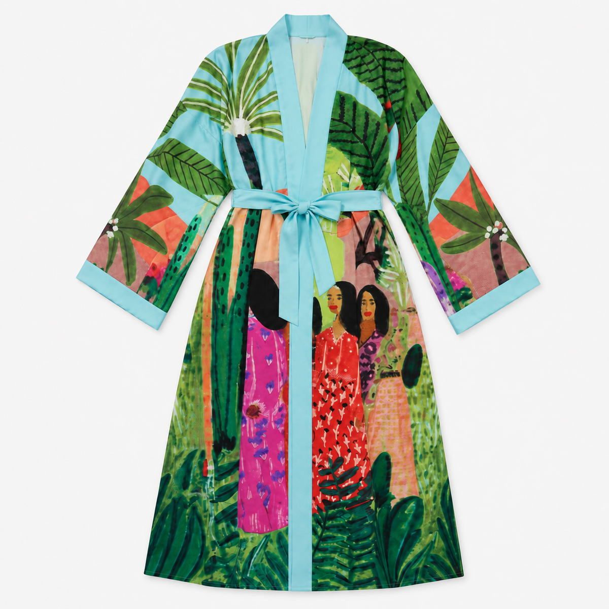 Kimono Long Femme Tropical Turquoise | Mizore