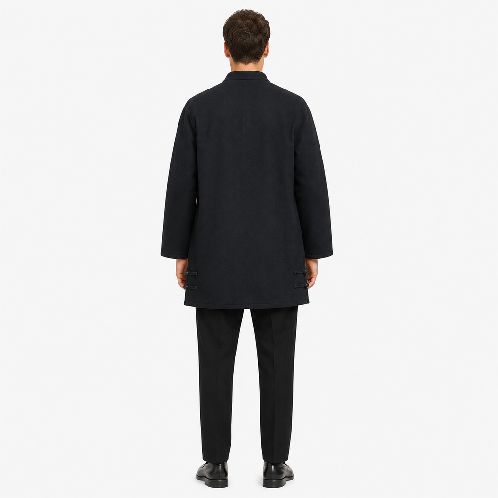 Kimono Long Homme Coton Lin Noir Japonais | Takara