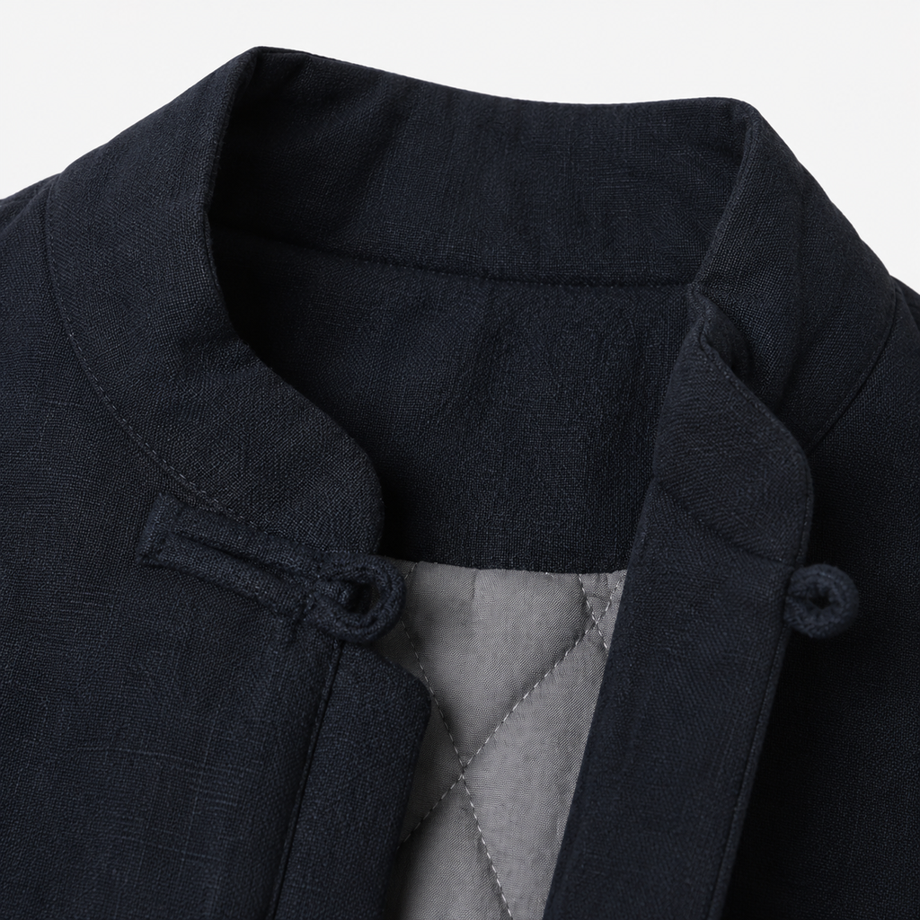 Kimono Long Homme Coton Lin Noir Japonais | Takara