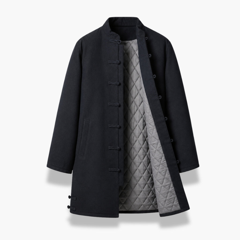Kimono Long Homme Coton Lin Noir Japonais | Takara