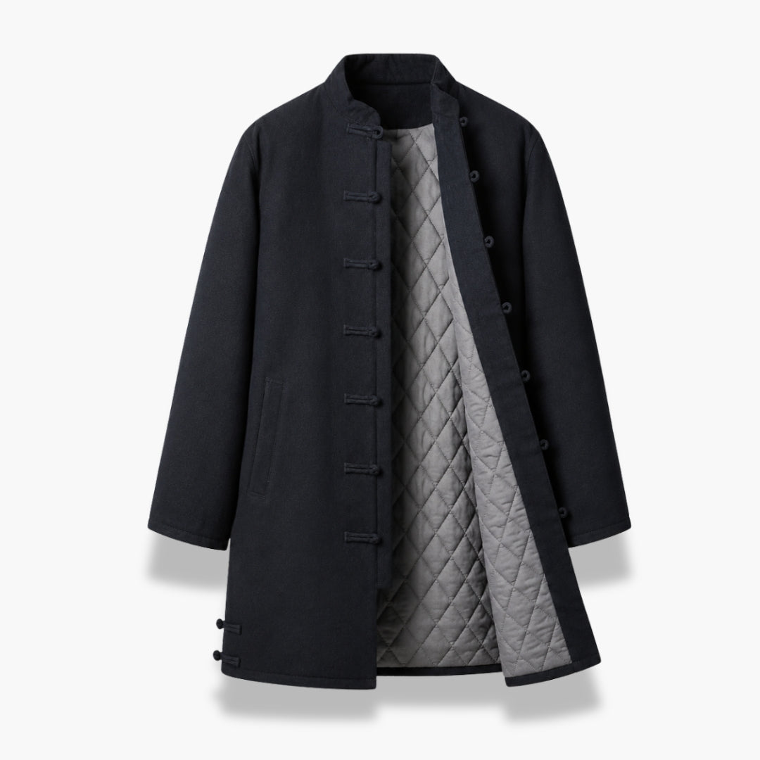 Kimono Long Homme Coton Lin Noir Japonais | Takara