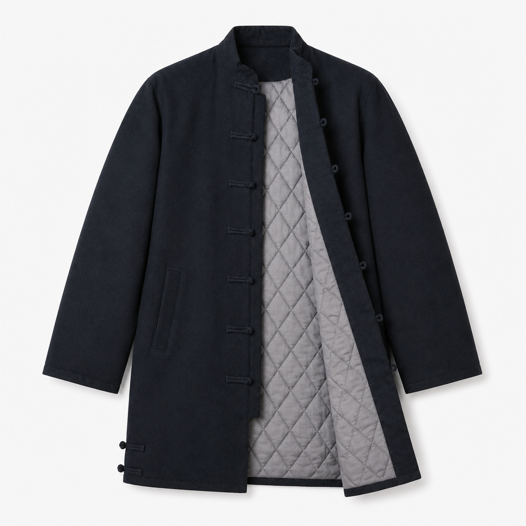 Kimono Long Homme Coton Lin Noir Japonais | Takara