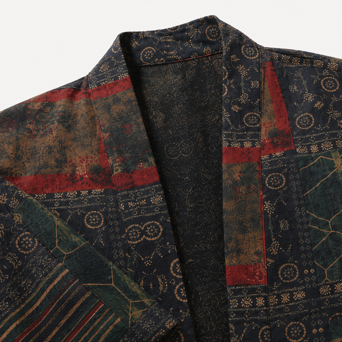 Kimono Patchwork Mixte Coton Lin Bleu Marine | Ryūka