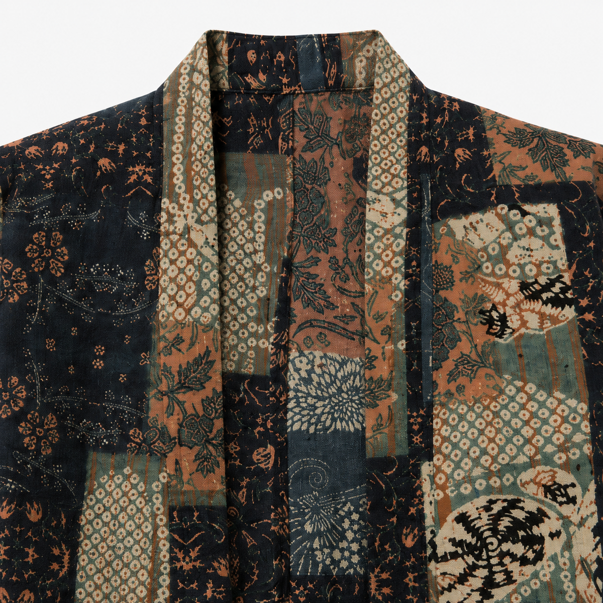 Kimono Patchwork Unisexe Vert Canard Japonais | Kaede