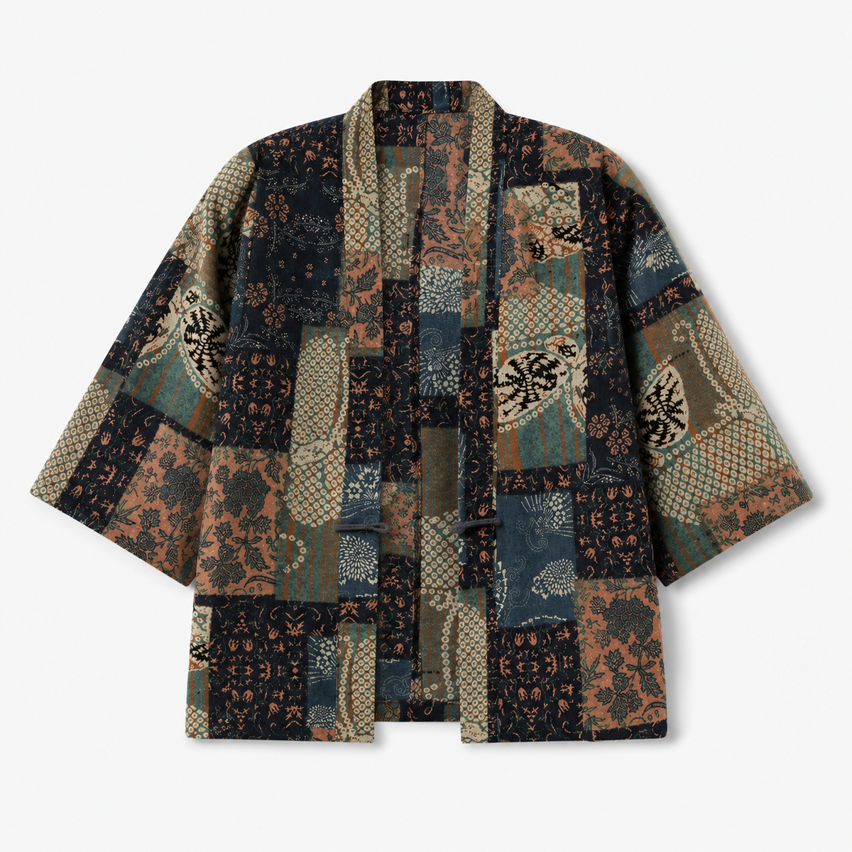 Kimono Patchwork Unisexe Vert Canard Japonais | Kaede