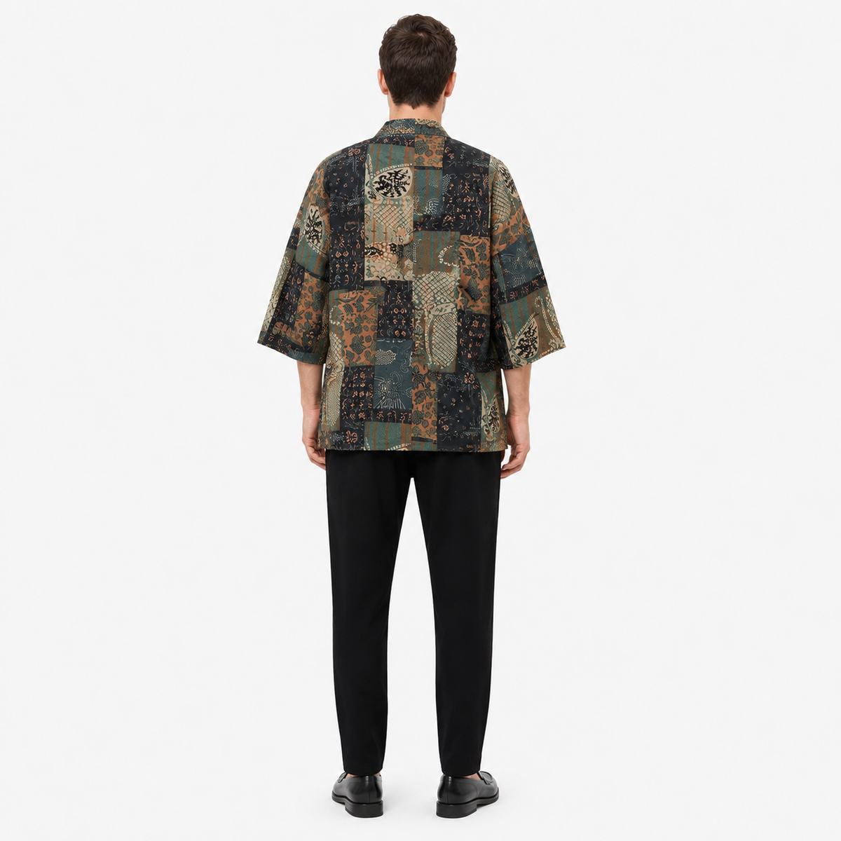Kimono Patchwork Unisexe Vert Canard Japonais | Kaede