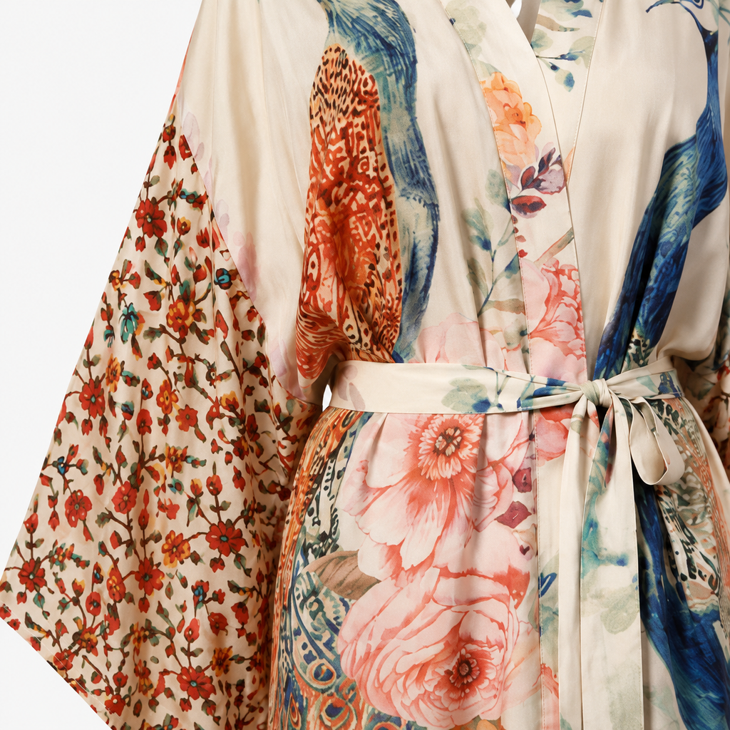Kimono Plage Femme Long Cache-Cœur Blanc | Mizuha