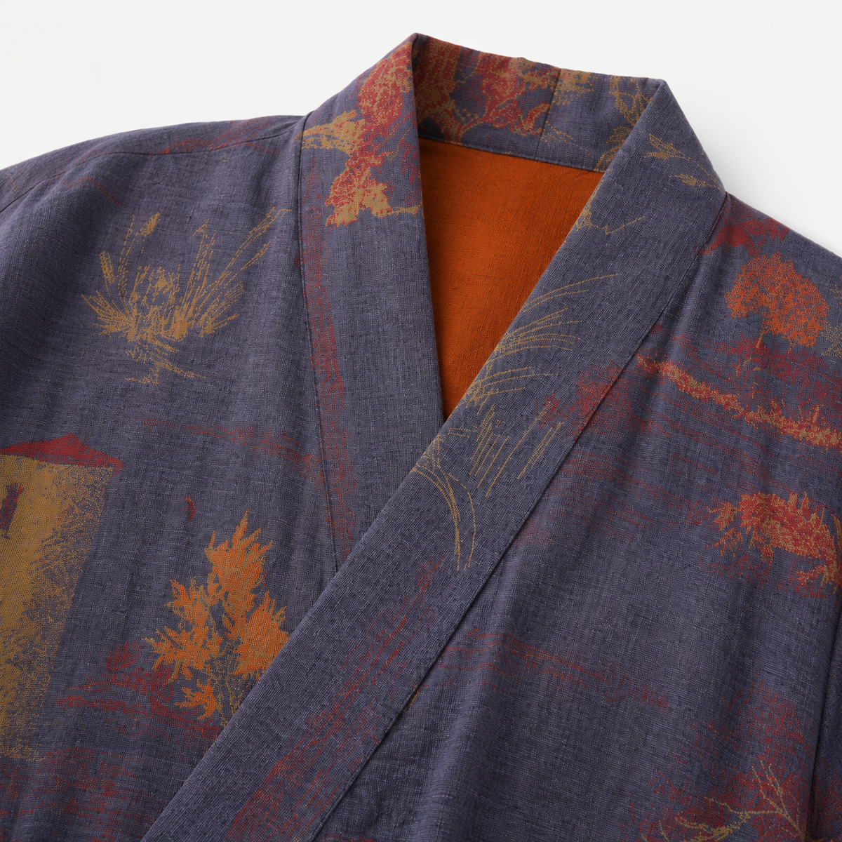 Peignoir Kimono Femme Coton Bleu Gris | Asami