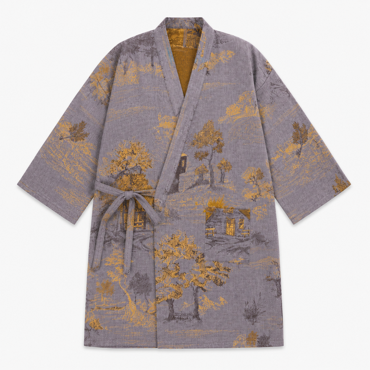 Peignoir Kimono Femme Coton Gris | Mizuki