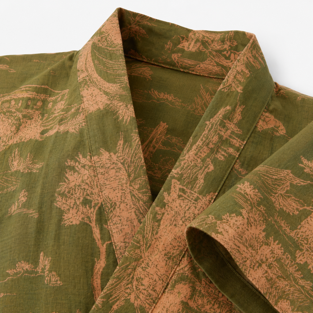 Peignoir Kimono Femme Coton Vert Mousse | Midori
