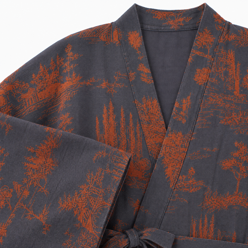 Peignoir Kimono Femme Léger Bleu Ardoise Long | Mizuha