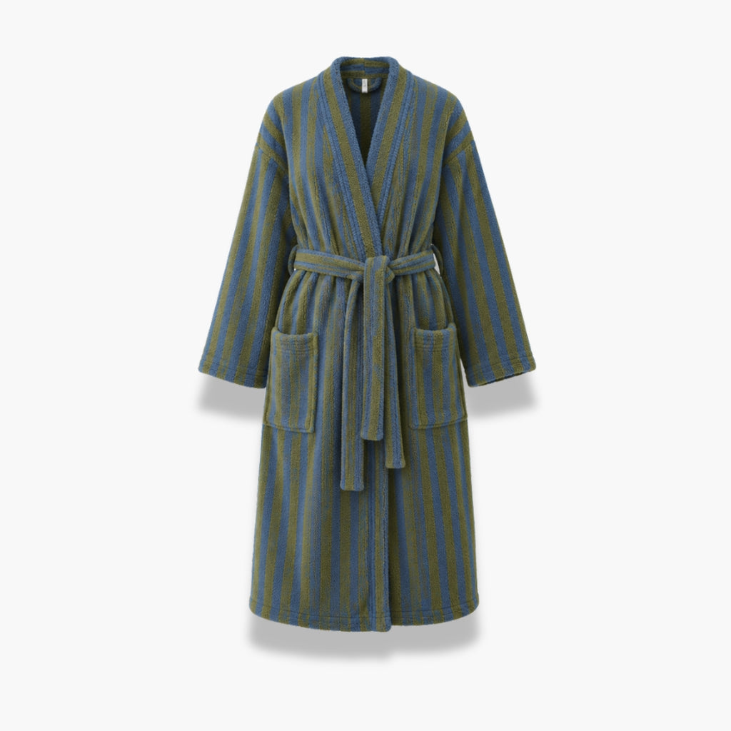 Peignoir Kimono Femme Polaire Bleu Vert Long | Mizuki