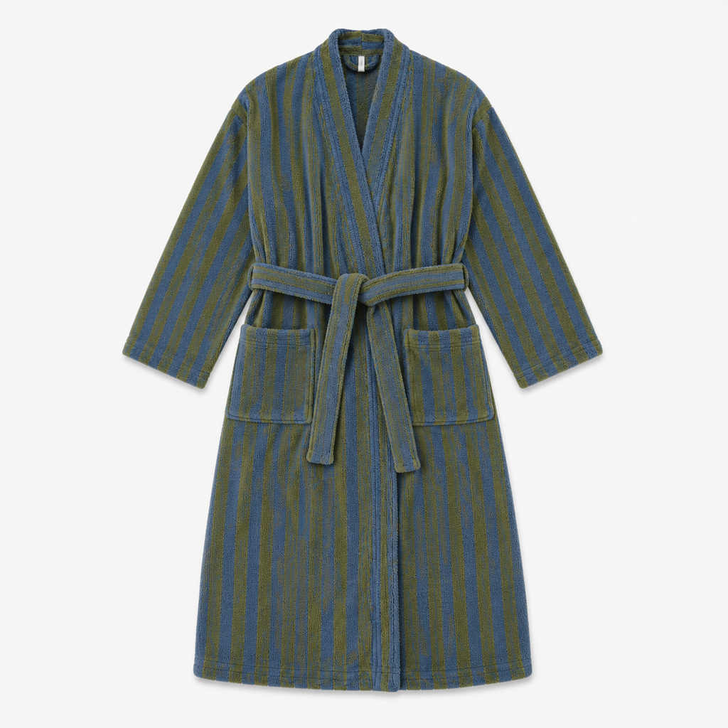 Peignoir Kimono Femme Polaire Bleu Vert Long | Mizuki