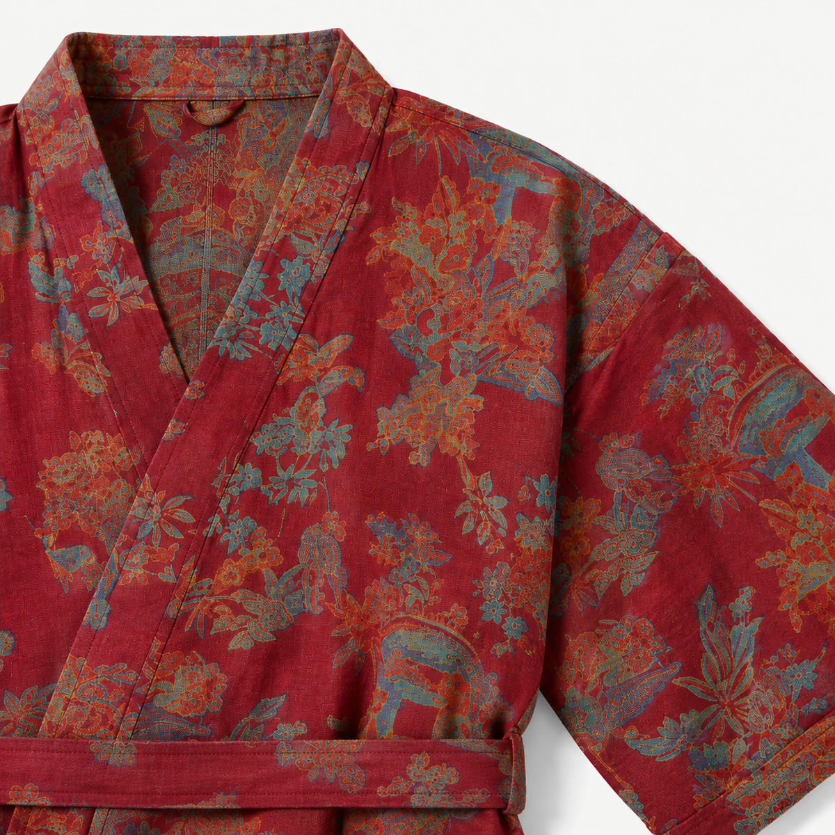 Peignoir Kimono Femme Rouge Fluide Long | Momiji