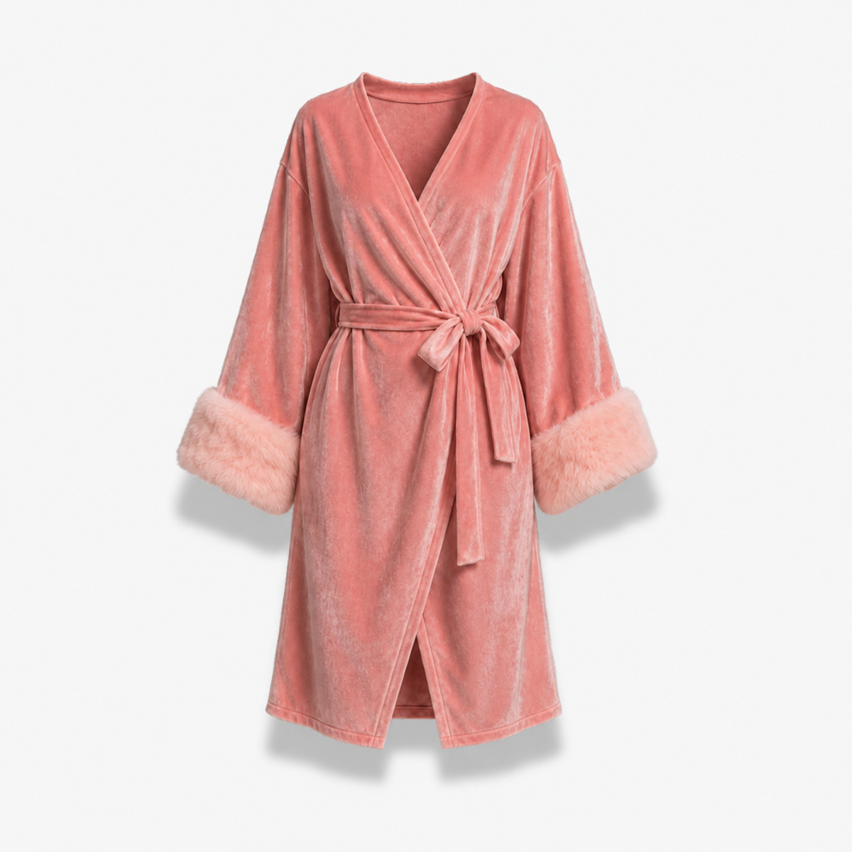 Peignoir Kimono Femme Velours Long Bordeaux | Fuyuka