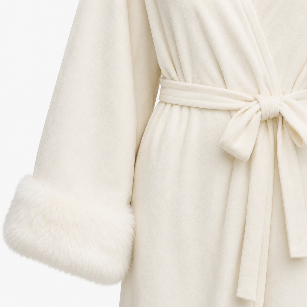 Peignoir Kimono Femme Velours Long Bordeaux | Fuyuka