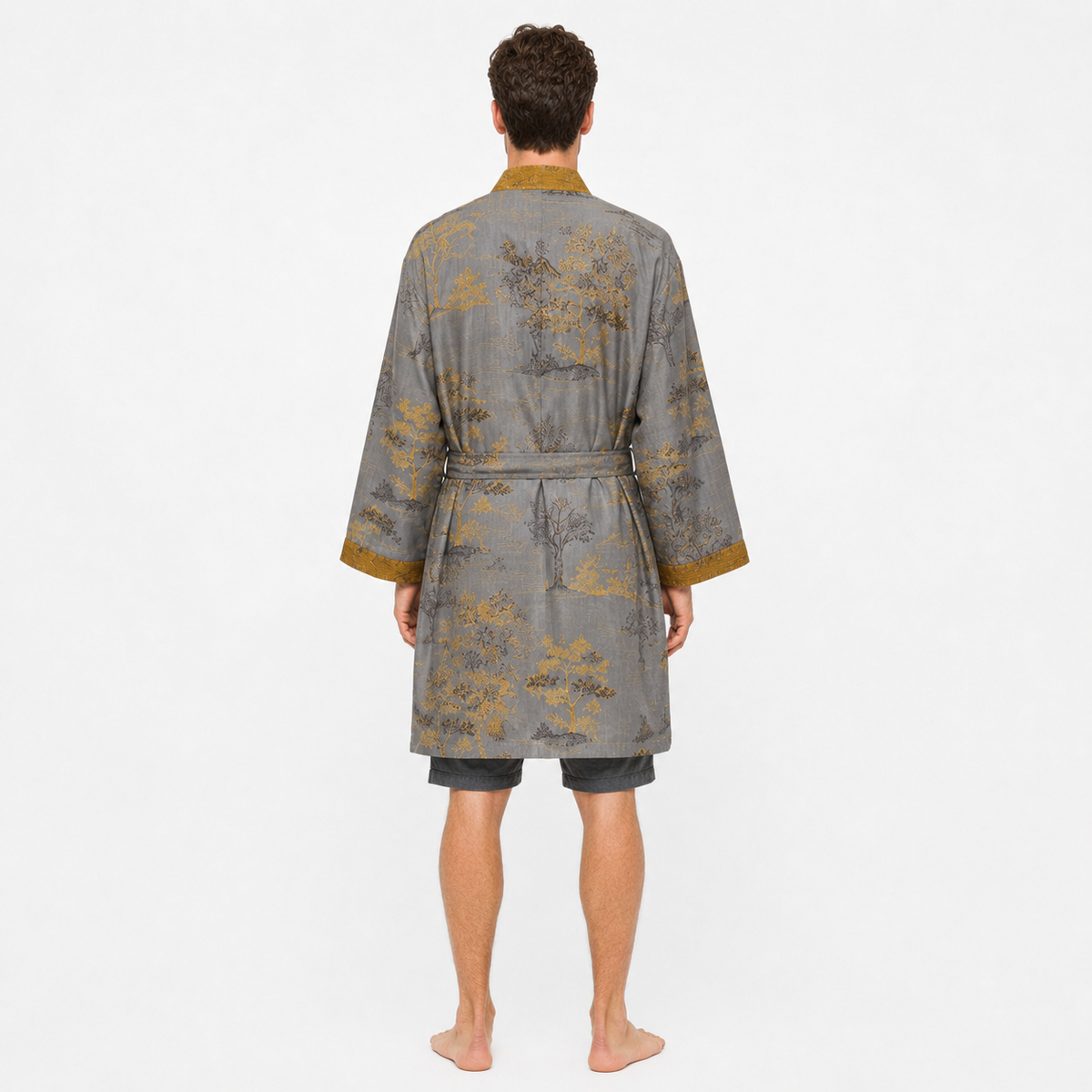 Peignoir Kimono Homme Coton Gris | Ryūto
