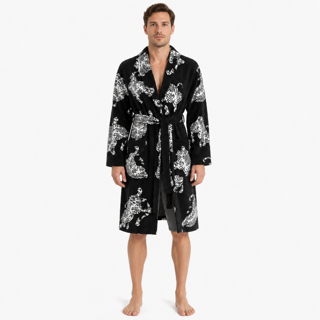 Peignoir Kimono Homme Noir Japonais | Kurotora