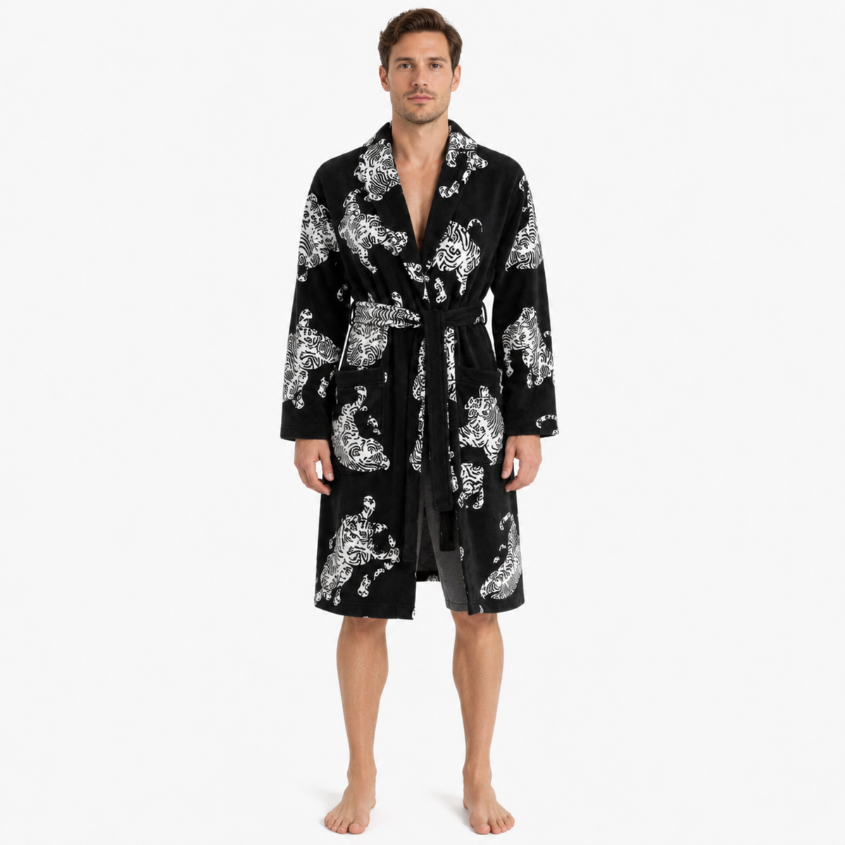 Peignoir Kimono Homme Noir Japonais | Kurotora
