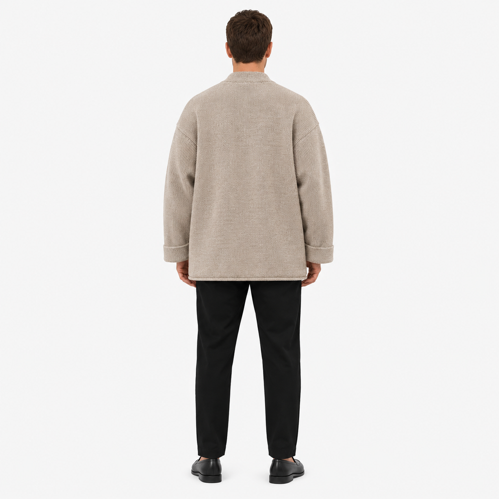 Pull Kimono Mixte Laine Coupe Ample Beige | Takara