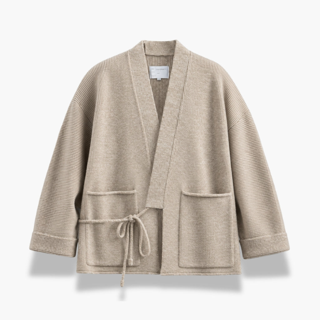 Pull Kimono Mixte Laine Coupe Ample Beige | Takara