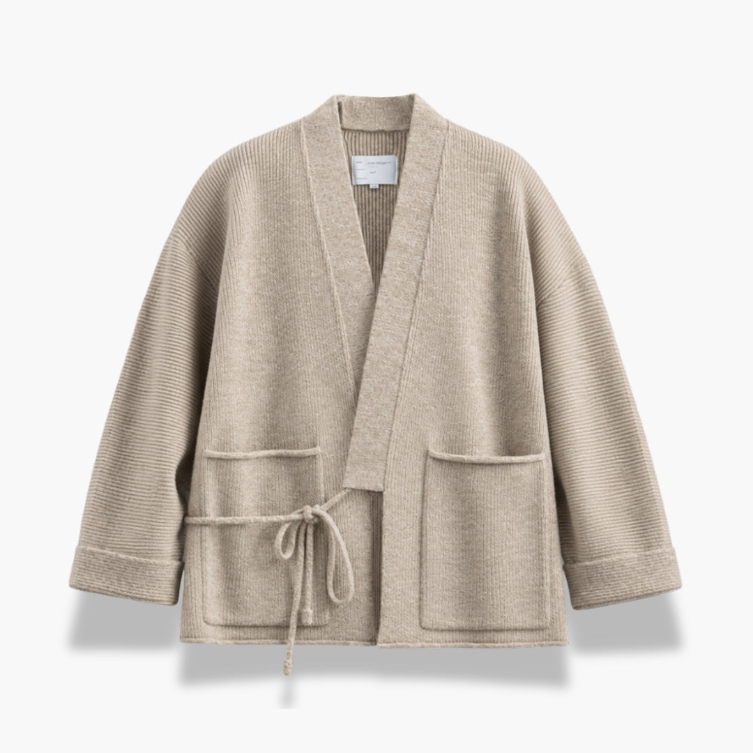 Pull Kimono Mixte Laine Coupe Ample Beige | Takara