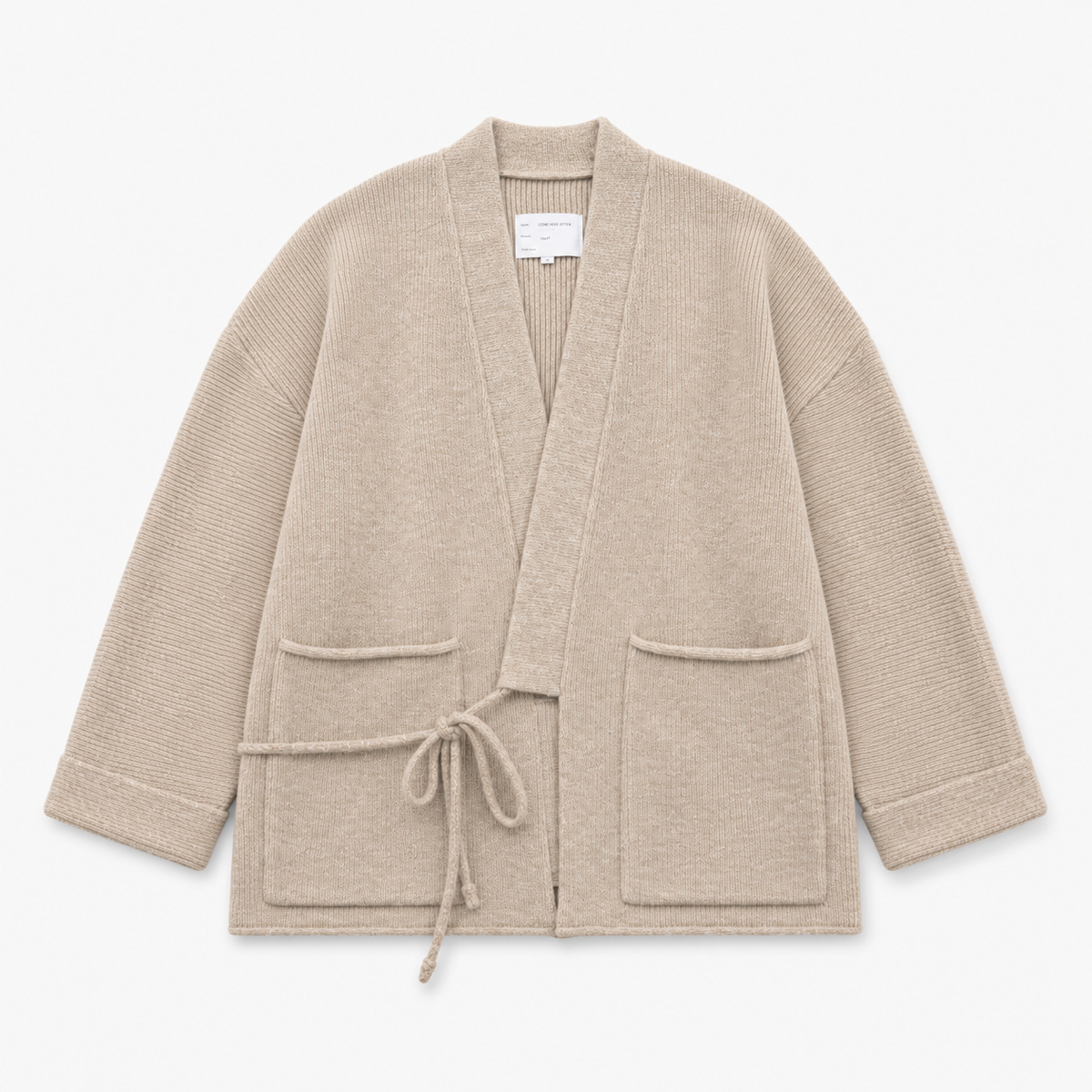 Pull Kimono Mixte Laine Coupe Ample Beige | Takara