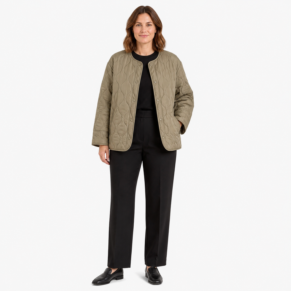 Veste Kimono Femme Matelassée Kaki ou Noir | Tsubasa