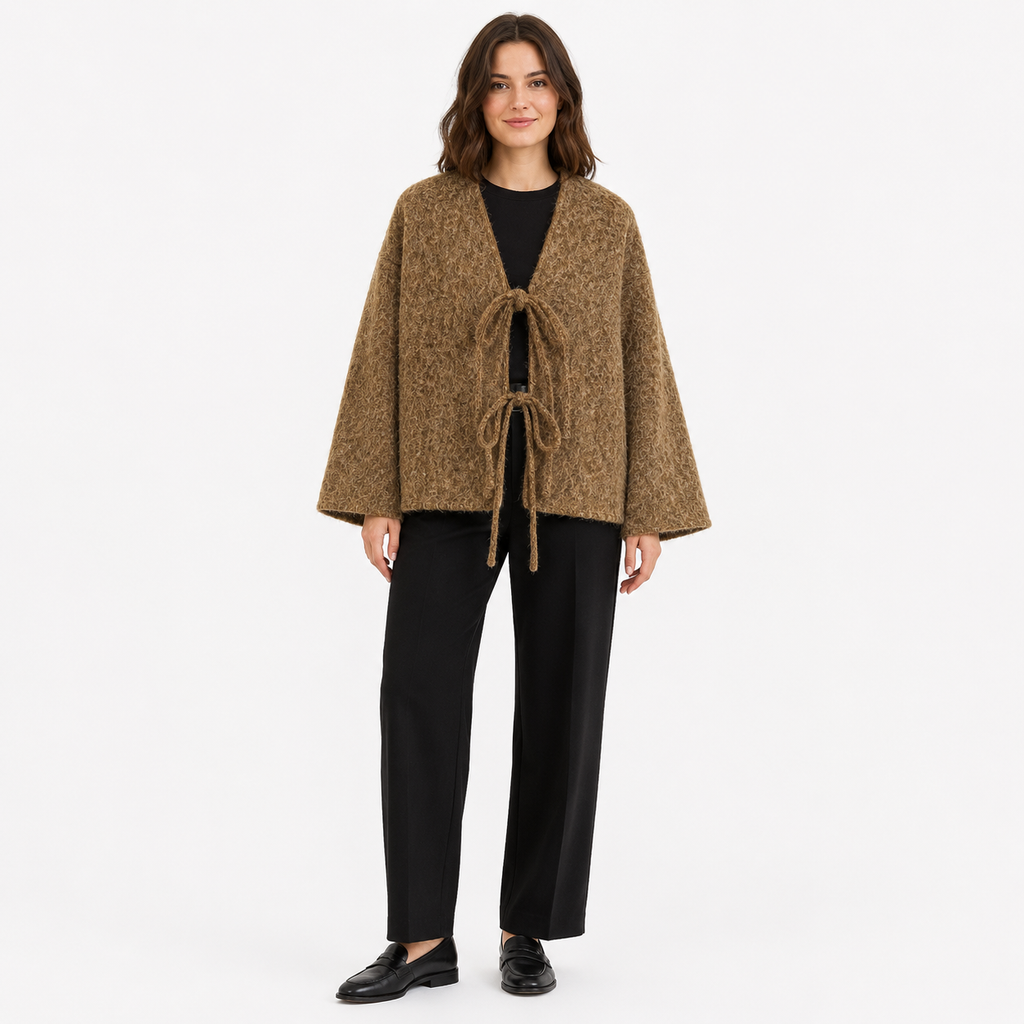 Veste Kimono Femme Écru Ample à Nouer | Mizuha